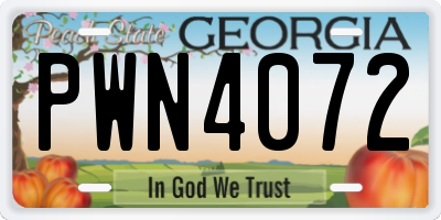 GA license plate PWN4072
