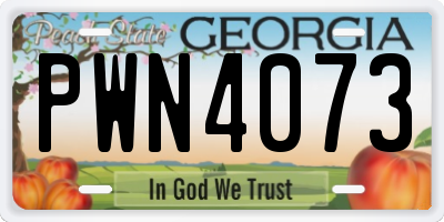 GA license plate PWN4073