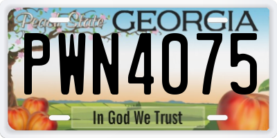 GA license plate PWN4075