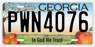 GA license plate PWN4076