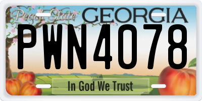 GA license plate PWN4078