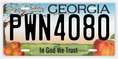 GA license plate PWN4080