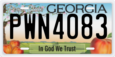 GA license plate PWN4083