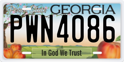 GA license plate PWN4086