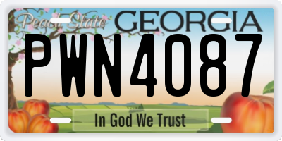 GA license plate PWN4087
