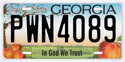 GA license plate PWN4089