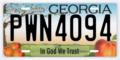 GA license plate PWN4094