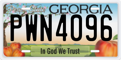 GA license plate PWN4096