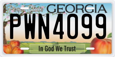 GA license plate PWN4099