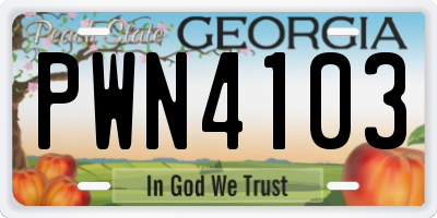 GA license plate PWN4103