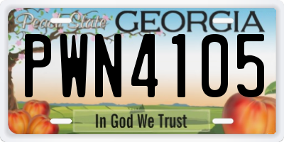 GA license plate PWN4105