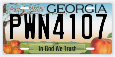 GA license plate PWN4107