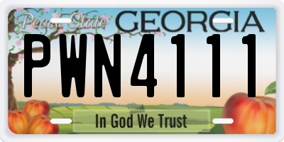 GA license plate PWN4111