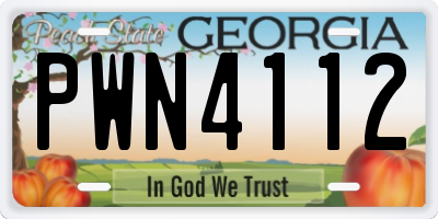 GA license plate PWN4112