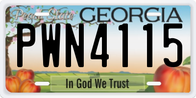 GA license plate PWN4115