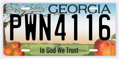 GA license plate PWN4116