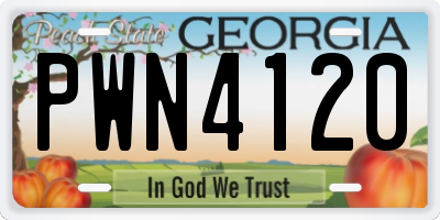 GA license plate PWN4120