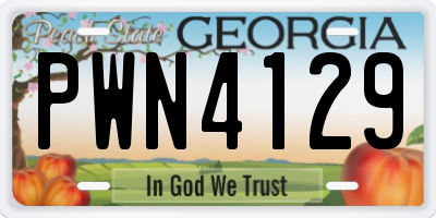 GA license plate PWN4129