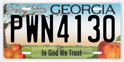 GA license plate PWN4130