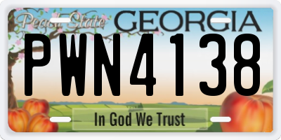 GA license plate PWN4138
