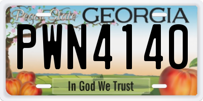 GA license plate PWN4140