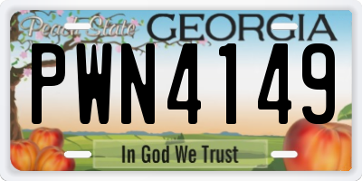 GA license plate PWN4149