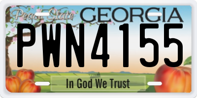 GA license plate PWN4155