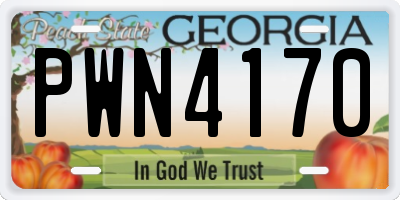 GA license plate PWN4170