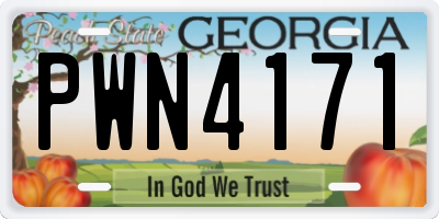 GA license plate PWN4171