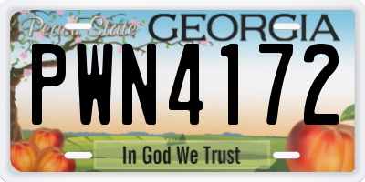 GA license plate PWN4172