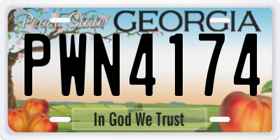 GA license plate PWN4174