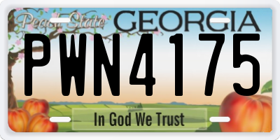 GA license plate PWN4175