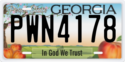 GA license plate PWN4178