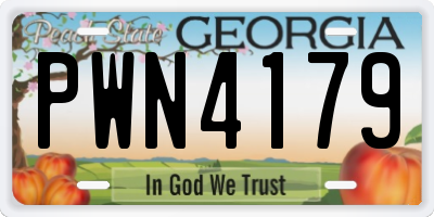 GA license plate PWN4179