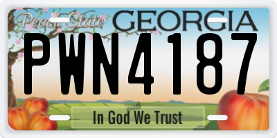 GA license plate PWN4187