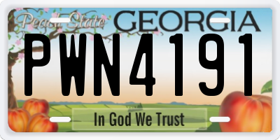 GA license plate PWN4191