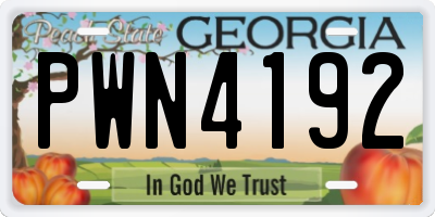 GA license plate PWN4192
