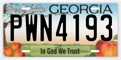 GA license plate PWN4193