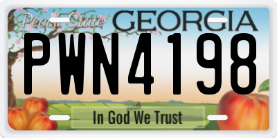 GA license plate PWN4198