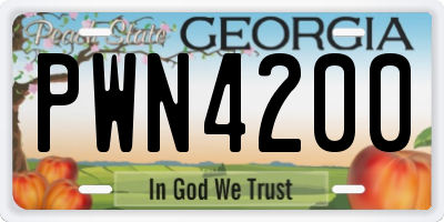 GA license plate PWN4200