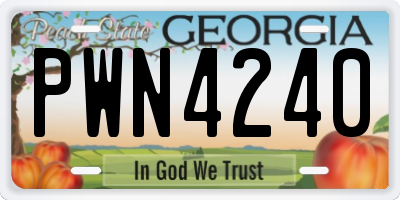 GA license plate PWN4240