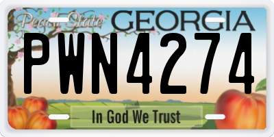 GA license plate PWN4274