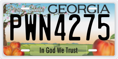 GA license plate PWN4275