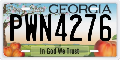 GA license plate PWN4276