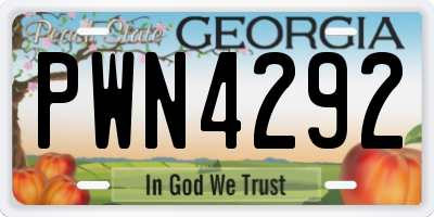 GA license plate PWN4292