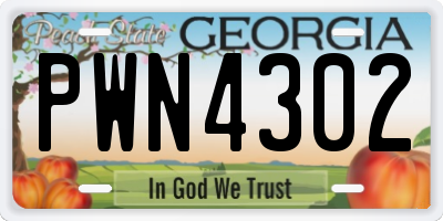 GA license plate PWN4302