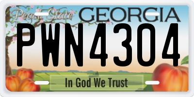 GA license plate PWN4304