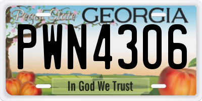 GA license plate PWN4306