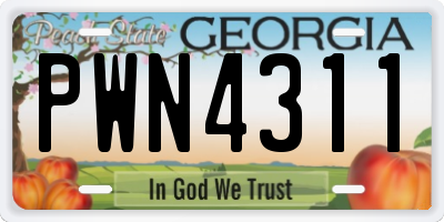 GA license plate PWN4311