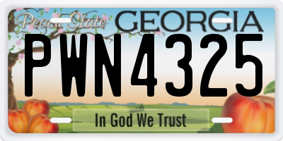 GA license plate PWN4325